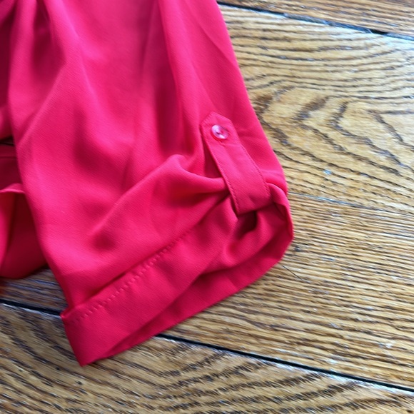 Valerie Stevens red blouse with velvet detail on front. Size XL. V-Neck. - Picture 9 of 11